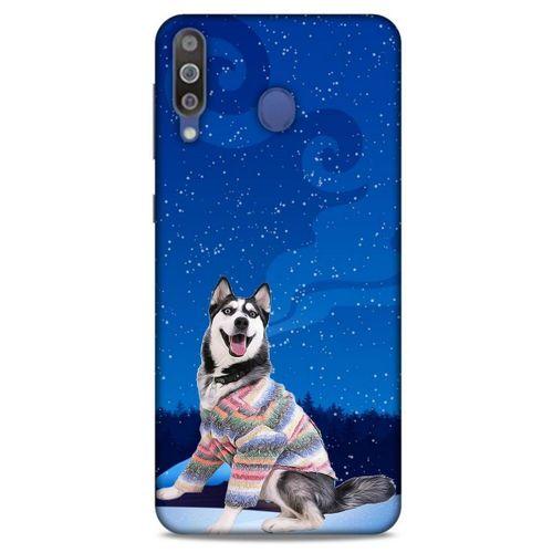 Samsung Galaxy M30 Kılıf Köpek Kıyafetleri (45) Liquid Air Kılıf Husky Renkli Süveter
