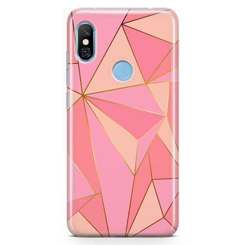 Xiaomi Redmi Note 6 Pro Kılıf Elmas Pembe Arka Kapak Koruma Desenli Full Koruyucu