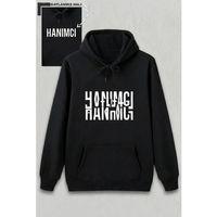 Sevgililer Günü Özel Kapüşonlu Hanımcı Baskılı Oversize Sweatshirt - Siyah