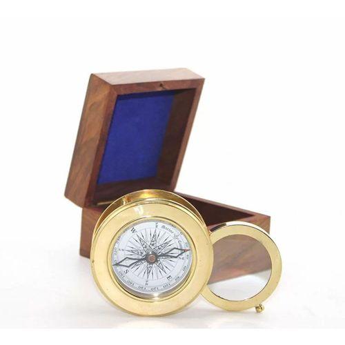 Ahşap Kutulu Pirinç Mercekli Pusula Model 2