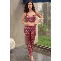 Kadife Balenli Destekli Dolgulu Parlak Baskılı Fermuar Detaylı Büstiyer Ve Pantolon Pijama Takımı