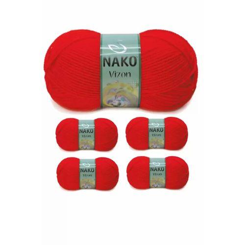 5 Adet Vizon Premium Akrilik El Örgü İpi Yünü Renk No:207 Alev Kırmızı