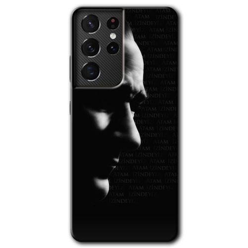 Samsung Galaxy S21 Ultra Kılıf HD Desen Baskılı Arka Kapak + Temperli Cam - Atam İzindeyiz