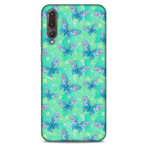 Huawei P20 Pro Kılıf Kelebek Etkisi (10) Full Koruma Kılıfı Fuşya Yeşil