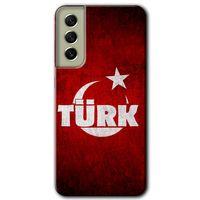 Samsung Galaxy S21 FE Kılıf HD Desen Baskılı Arka Kapak + Temperli Cam - Ayyıldız Türk