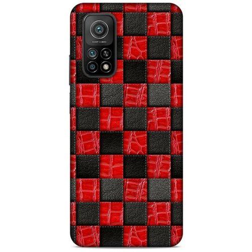 Xiaomi Mi 10T 5G Kılıf Patchwork (47) Crystal Flex Kılıf Siyah Kırmızı