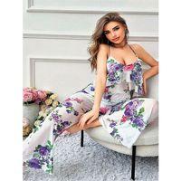 Özel Tasarım Büyük Beden Çiçek Desenli Fırfırlı 2'li Pijama Takımı