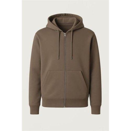 İçi Peluş Üç İplik Kumaş Oversize Fermuarlı Kapüşonlu Sweatshirt - Kapari