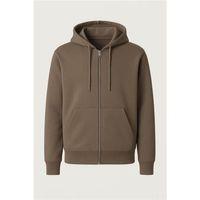 İçi Peluş Üç İplik Kumaş Oversize Fermuarlı Kapüşonlu Sweatshirt - Kapari