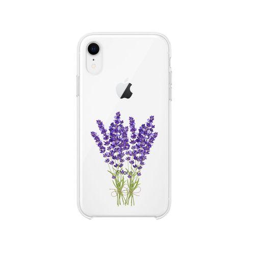 iPhone Xr Mor Çiçek Desenli Premium Şeffaf Silikon Kılıf