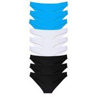 9 Adet Süper Eko Set Likralı Kadın Slip Külot Siyah Beyaz Mavi