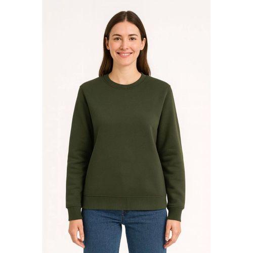 Üç İplik Düz Bisiklet Yaka SweatShirt - Haki