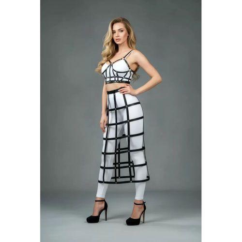 Siyah Etek Suni Deri Etek Kafes Detaylı Etek Midi Boy Deri Etek - Brf1013