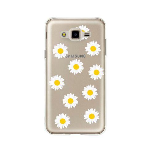 Samsung J7 Bahar Papatyaları Desenli Premium Şeffaf Silikon Kılıf
