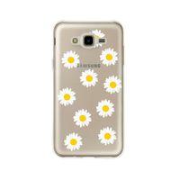 Samsung J7 Bahar Papatyaları Desenli Premium Şeffaf Silikon Kılıf