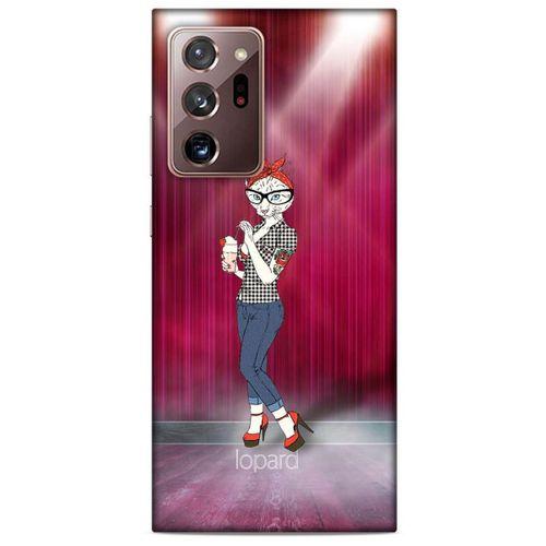 Samsung Galaxy Note 20 Ultra Kılıf FunnyMaX (50) Shockproof Kılıf Koyu Pembe Kedi