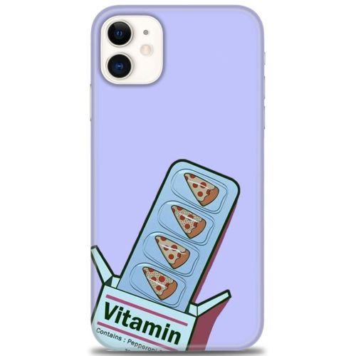 iPhone 11 Kılıf HD Baskılı Kılıf - Vitamin + Tam Ekran Koruyucu