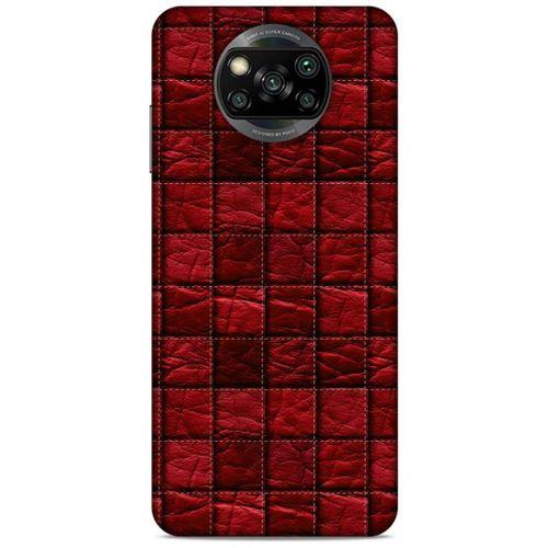 Xiaomi Redmi Poco X3 Kılıf Patchwork (12) Koruyucu Silikon Kırmızı Bordo