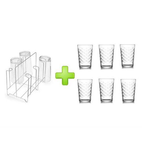 Cam Altılı Su,Meşrubat Bardağı Ve Tezgah Üstü Bardak Kurutmalık Set