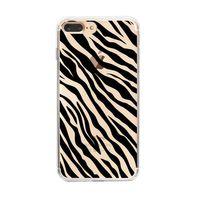 iPhone 7 Plus Zebra Pattern Premium Şeffaf Silikon Kılıf Siyah Baskılı