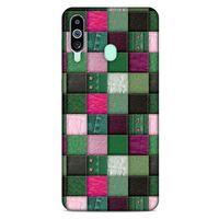 Samsung Galaxy M40 Kılıf Patchwork (34) Slim Armor Kılıf Yeşil Fuşya