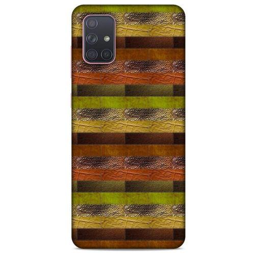 Samsung Galaxy A71 Kılıf Patchwork (48) Bumper Kılıf Kahve Yeşil