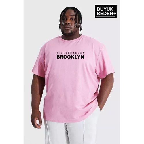Erkek Büyük Beden Willams.Brooklyn Baskılı Bisiklet Yaka Tshırt SPR25BTS15