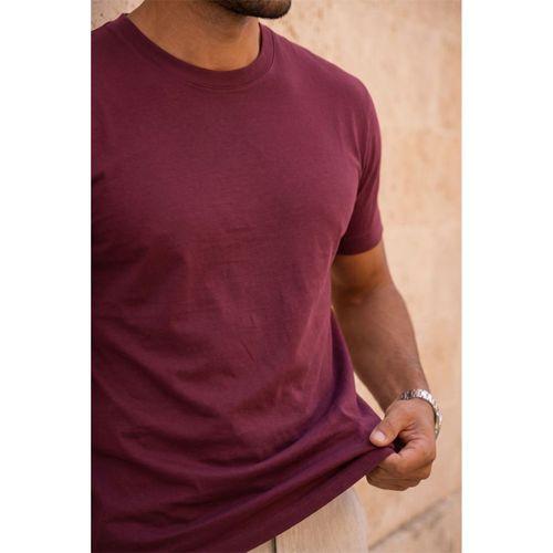 Linklater Regular Fit Basic Likralı Pamuk Erkek T-Shirt - Koyu Bordo