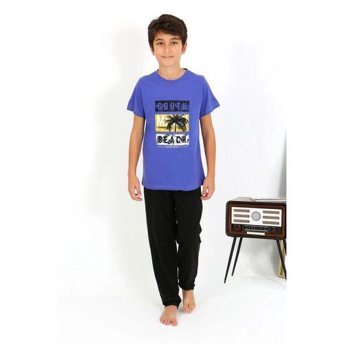 Erkek Çocuk Kısa Kol Penye Pijama Takım Saks