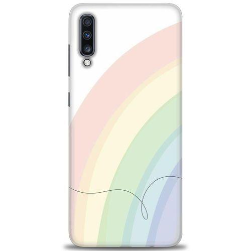 Samsung Galaxy A70 Kılıf HD Baskılı Kılıf - Soft Gökkuşağı + Tam Ekran Koruyucu
