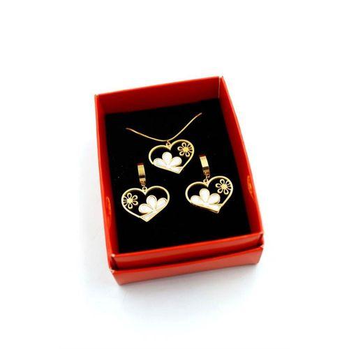 Papatya Kalp Set Kolye - Altın