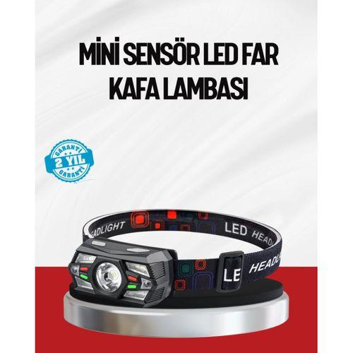 Sensörlü Led Kafa Lambası Kırmızı Beyaz Işık Ayarlanabilir