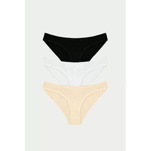 Pamuklu Siyah Beyaz Ten Rengi 3'lü Külot