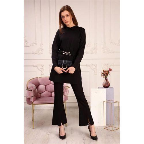 Zincir Kemerli Sade Basic Tunik Pantolon İkili Takım - 70007.003 - Siyah