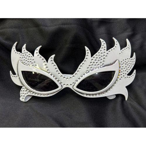 Taşlı Beyaz Alev Parti Gözlüğü