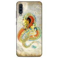 Samsung Galaxy A70 Kılıf Dragons (21) Koruyucu Kapak Ejderha Dövme Sarı