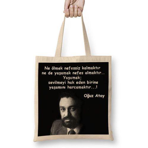 Oğuz Atay Yaşamak Bez Çanta Uzun Saplı