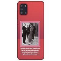 Samsung Galaxy A31 Kılıf Atatürk (5) Koruma Kabı Açık Kırmızı