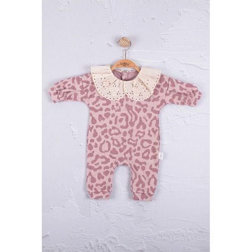 Leopar Dama Desenli % 100 Pamuk Kız Bebek Tulum