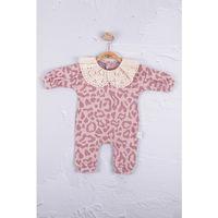 Leopar Dama Desenli % 100 Pamuk Kız Bebek Tulum