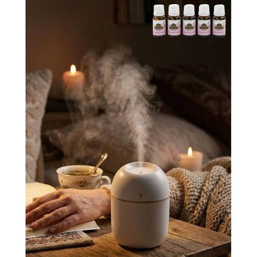 Mini Nemlendirici 5 Esans Hediyeli Led Işıklı Taşınabilir Aromaterapi Buhar Makinesi