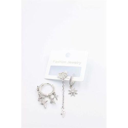 3'lü Bulut Küpe - Gümüş