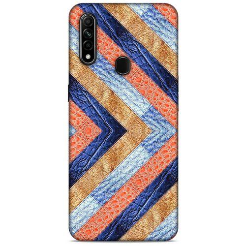 Oppo A31 Kılıf Patchwork (3) Kapak Lacivert Turuncu