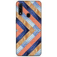 Oppo A31 Kılıf Patchwork (3) Kapak Lacivert Turuncu