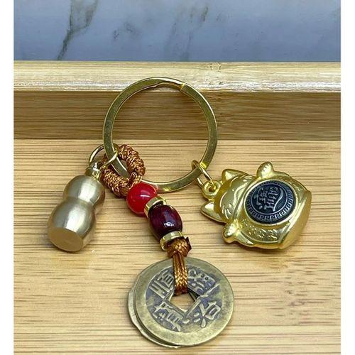 Metal Şans Ve Bereket Kedisi Anahtarlık Model 3