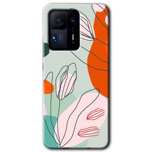 Xiaomi Mi Mix 4 Kılıf HD Desen Baskılı Arka Kapak+Temperli Cam - Vektör Çiçekler