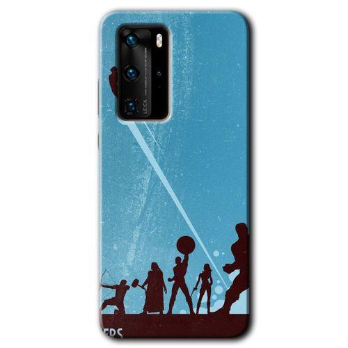 MRCİLETİSİM Huawei P40 Pro Kılıf HD Desen Baskılı Arka Kapak + Temperli Cam - Avengers Team