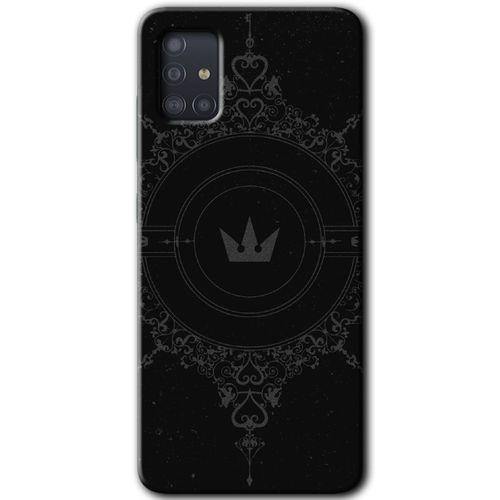 Samsung Galaxy A51 Kılıf Baskılı Kapak - Siyah Mandala 1 + 5D Tam Kaplayan Cam