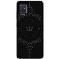 Samsung Galaxy A51 Kılıf Baskılı Kapak - Siyah Mandala 1 + 5D Tam Kaplayan Cam