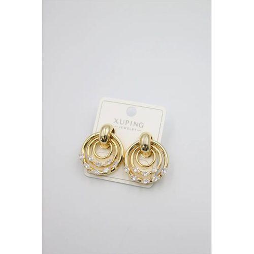 Taşlı Halkalı Küpe - Altın